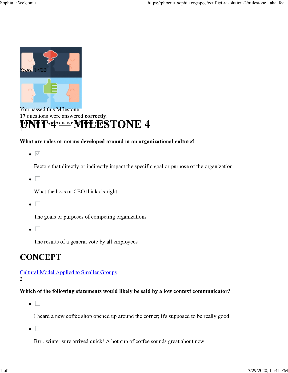 Preview of BUS 341 Conflict_Resolution_Milestone_4_Test 2020 - Graded A | BUS341 Conflict_Resolution_